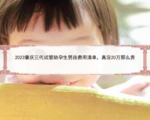 2023肇庆三代试管助孕生男孩费用清单，真没20万那么贵